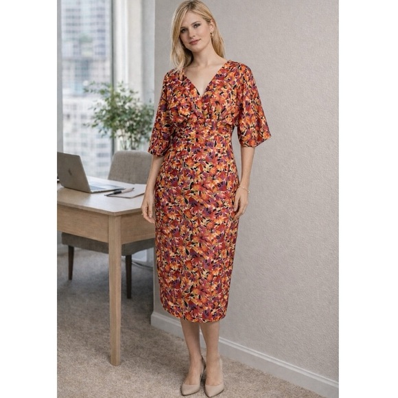 Alexia Admor Dresses & Skirts - Alexia Admor Mira Floral Midi Dress NWT Size M Batwing Sleeve Dolman